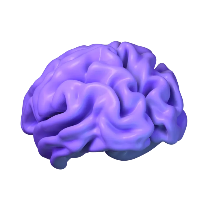 Un cerebro 3D luminoso, como se ve en la pestaña Salud cerebral de Somnia
